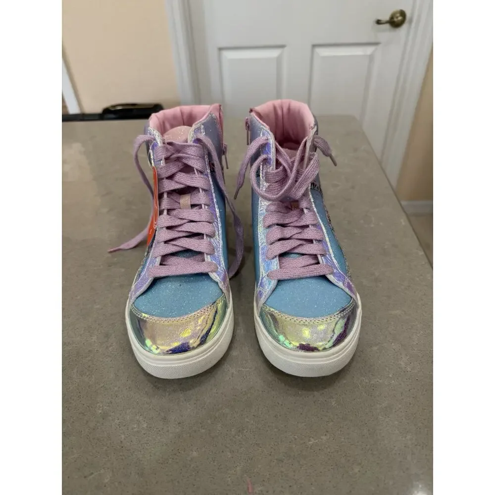 Wonder Nation Big Girls Colorful Glitter High Top Sneaker Pink Blue Size 6 NEW
